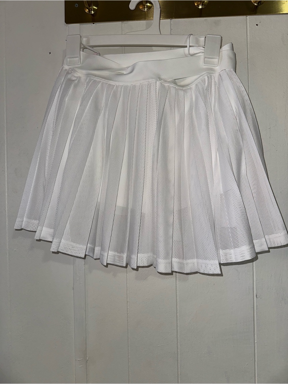 White Pleated Mesh Tennis Skirt with shorts